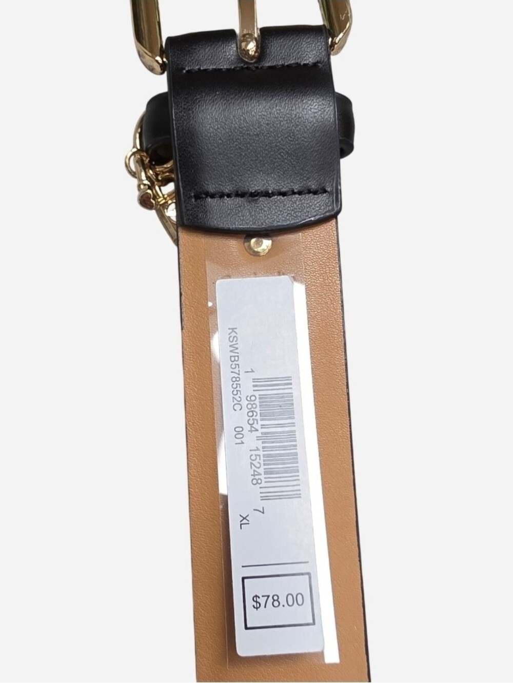 kate spade Black Leather Belt with Gold Heart Padlock And Key Charms, XL - Picture 8 of 10